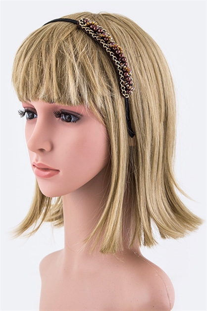 LA JEWELRY PLAZA, Crystal Metal Link HeadBand, 98-BH1136/MF045-48