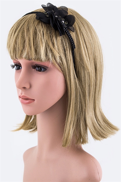 LA JEWELRY PLAZA, Pearl Beaded Headband, 98-BH1114/MF086-87