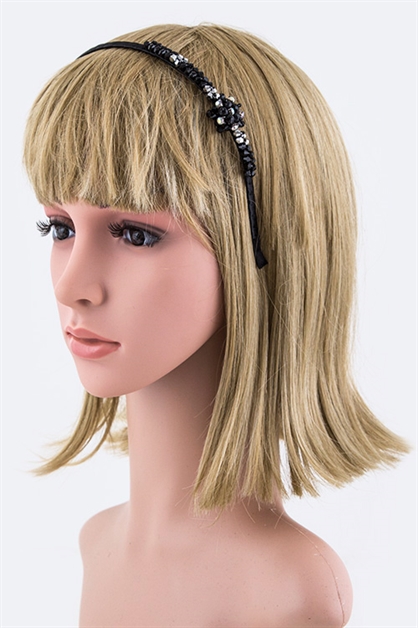 LA JEWELRY PLAZA, Beaded Flower Headband, 98-BH1103/MF103-104