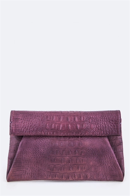 LA JEWELRY PLAZA, Croc Genuine Leather Clutch, 128-HBG150226/MG159
