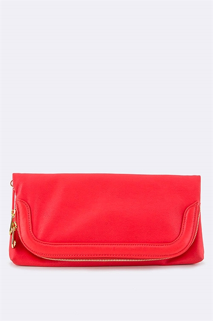 LA JEWELRY PLAZA, Folded Piping Zipper Clutch, 106-C2048DD/MM020