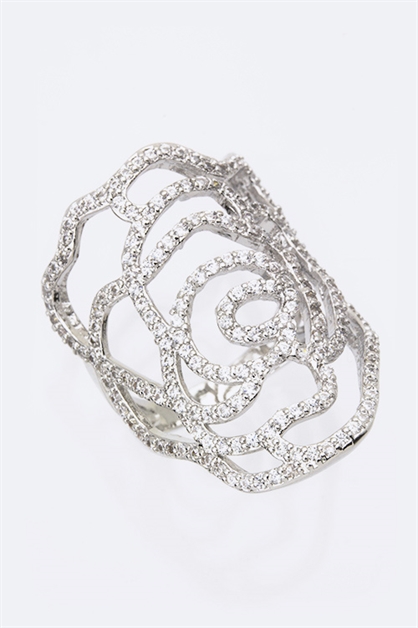 LA JEWELRY PLAZA, Cutout Rose CZ Fashion Ring, 98-CW1777/NW-1
