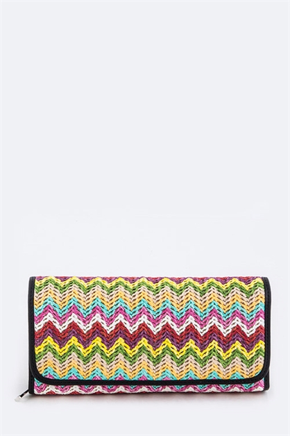 LA JEWELRY PLAZA, Raffia Chevron Wallet Clutch, 106-2013DD/ML015