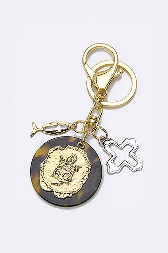 LA JEWELRY PLAZA, Coin Cross Tortoise Key Charm, 73-CK019/AX001
