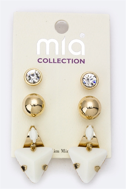 LA JEWELRY PLAZA, Crystal  Pyramid Stone Studs, 122-LJ31369/AE163
