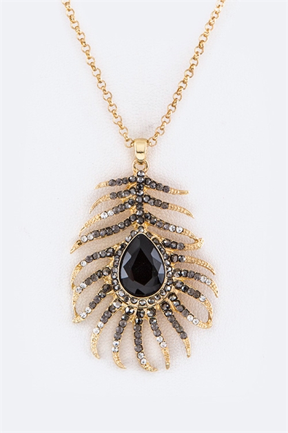 LA JEWELRY PLAZA, Crystal Feather Pendant, 56-BN7280DD-BA237