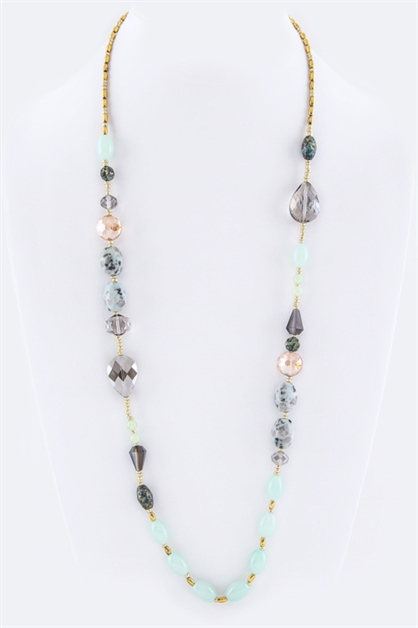 LA JEWELRY PLAZA, Mix Beads Station Necklace, 46-N4196/BA665-667
