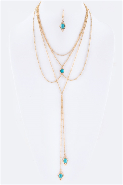 LA JEWELRY PLAZA, Tiurquoise Charm Drop Necklace, 60-NE188X204/AX327