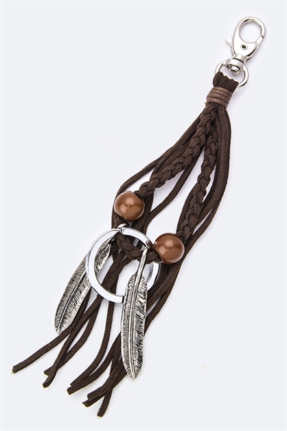 LA JEWELRY PLAZA, Suede Tassel Keychain, 98-EMK8046/BL087