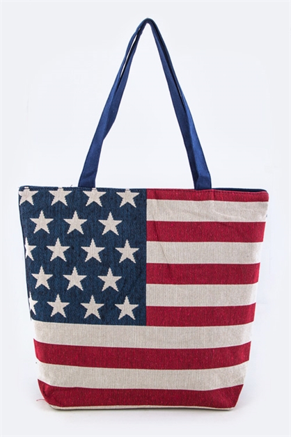 LA JEWELRY PLAZA, American Flag Print Tote, 99-BG327X001AM-MD053