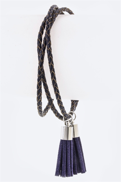 LA JEWELRY PLAZA, Braided Leather Suede Bracelet, 75-AJB0011/AE409