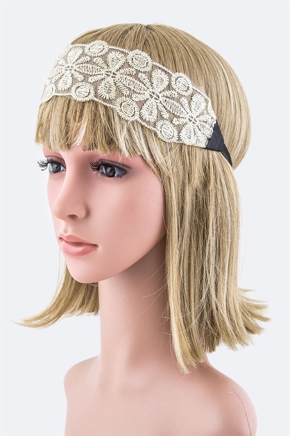LA JEWELRY PLAZA, Lurex Lace Stretch Headband, 38-LKH62528/mr015