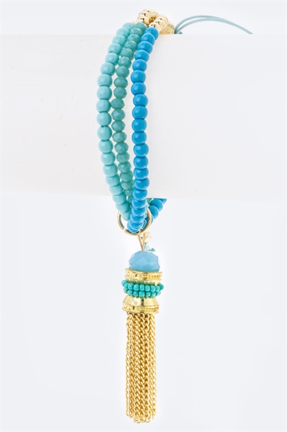 LA JEWELRY PLAZA, Beads Tassel Bracelet, 84-CB1488/AF477