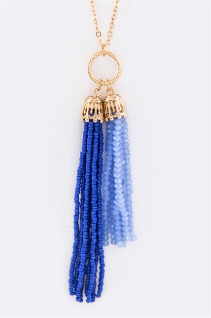 LA JEWELRY PLAZA, Double Bead Tassels Necklace, 46-ON5127/AU755