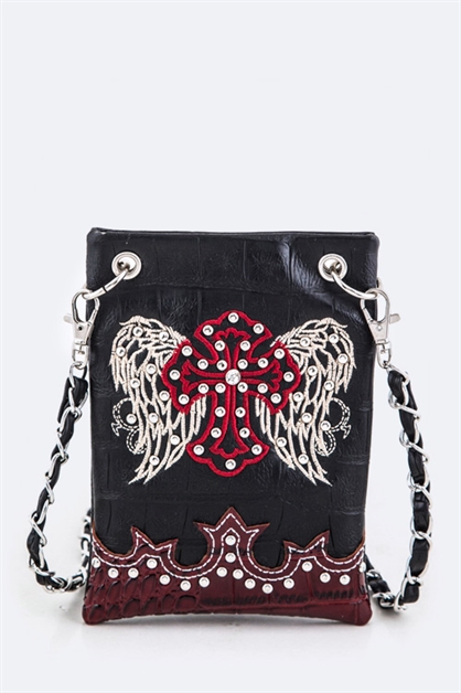 LA JEWELRY PLAZA, Cross and Wing Swing Bag, 98-W1023