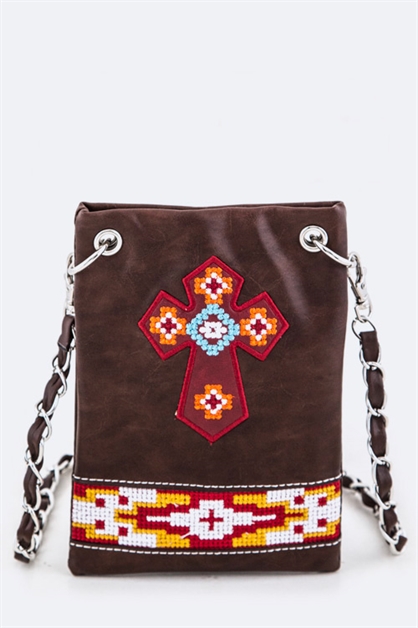 LA JEWELRY PLAZA, Embroidery Cross Swing Bag, 98-W1021