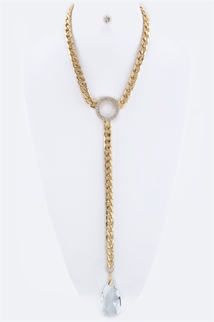 LA JEWELRY PLAZA, Crystal Teardrop Necklace, 123-JS7016/AV755
