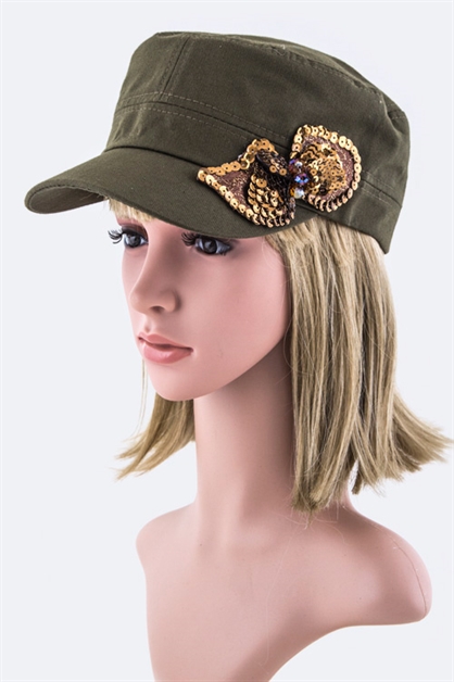 LA JEWELRY PLAZA, Sequins Bow Military Cap, 98-DD048/MG146