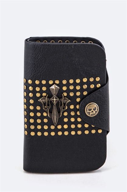 LA JEWELRY PLAZA, Cross  Studs Bi-Fold Wallet, 98-EMW1640-BL070