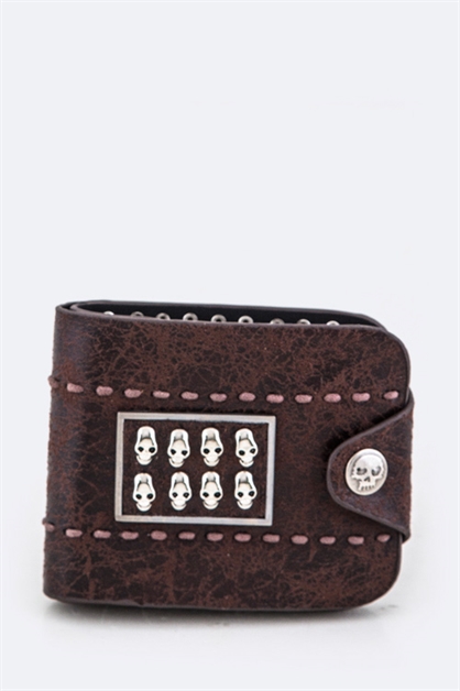 LA JEWELRY PLAZA, Skull Studs Bi-Fold Wallet, 98-EMW1645