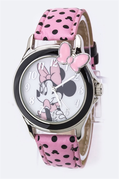 LA JEWELRY PLAZA, Bow Polka Dots Minnie Watch, 08-MIN558