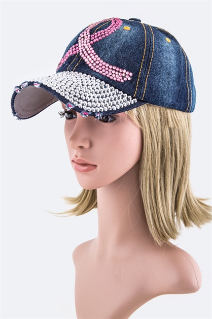 LA JEWELRY PLAZA, Crystal Pink Ribbon Cap, 128-EMH8420/BQ44