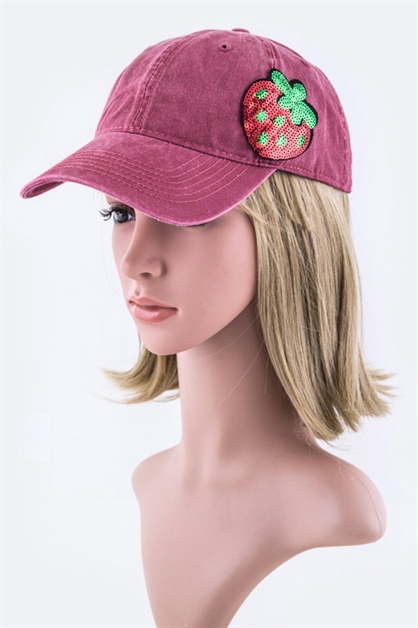 LA JEWELRY PLAZA, Sequins Strawberry Fashion Cap, 128-EMH8430-MB008