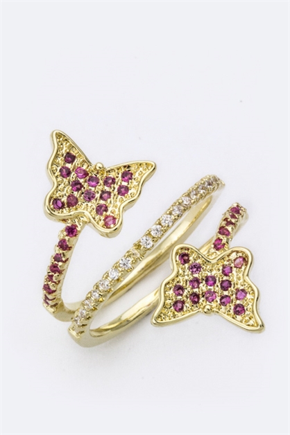 LA JEWELRY PLAZA, CZ Double Butterfly Ring, 98-CW1809v