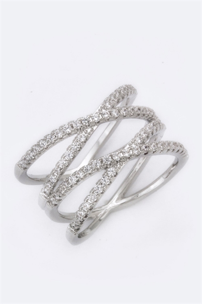 LA JEWELRY PLAZA, Double Crossed CZ Ring, 98-CW1819