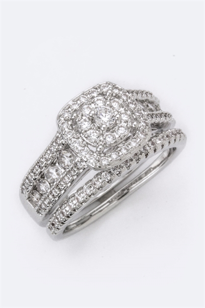 LA JEWELRY PLAZA, CZ Double Rings Set, 98-CW1812