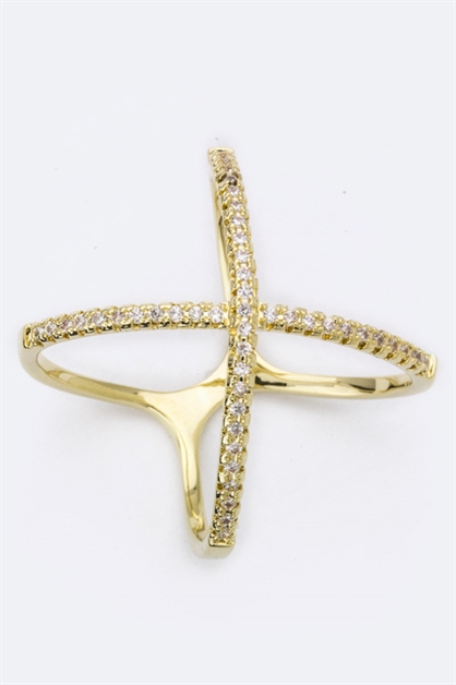 LA JEWELRY PLAZA, Crossed CZ Ring, 98-CW1804