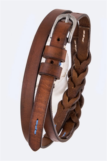 LA JEWELRY PLAZA, Braided Leather Skinny Belt, 98-M015