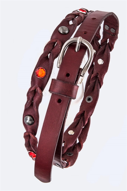 LA JEWELRY PLAZA, Braided Mix Studs Leather Belt, 98-M035