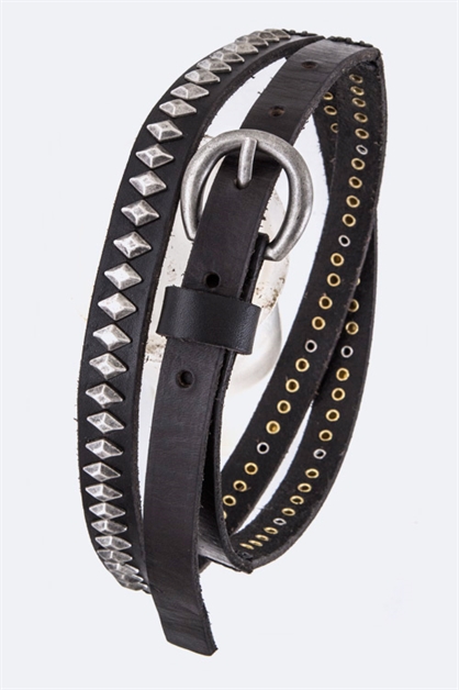 LA JEWELRY PLAZA, Mix Studs Iconic Skinny Belt, 98-M038