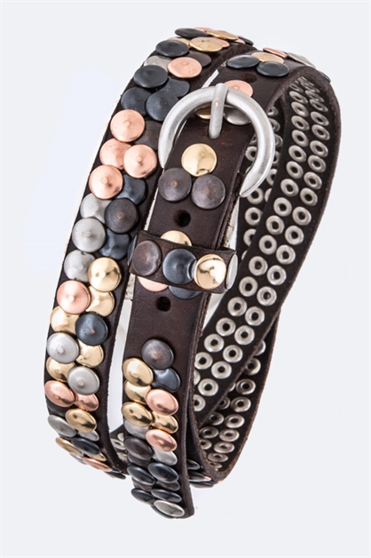 LA JEWELRY PLAZA, Hammered Studs Tri-Tone Belt, 98-M026