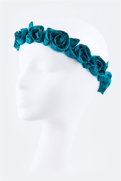 LA JEWELRY PLAZA,  Rosette  Stretch Headband, 98-HB142-TEAL