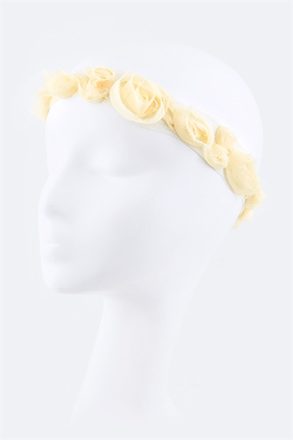 LA JEWELRY PLAZA, Rosette  Stretch Headband, 98-HB137-YLW