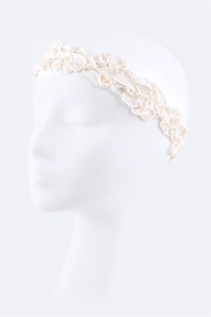 LA JEWELRY PLAZA, Laced Fashion Stretch Headband, 98-HB139-IVORY