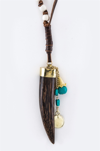 LA JEWELRY PLAZA, Wooden Horn Necklace, 08-WN0164-AQ185