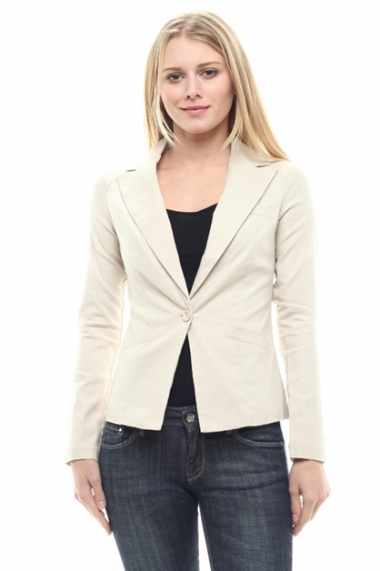 DAZZ, Single Button Cropped Blazer, D50989-BEIGE