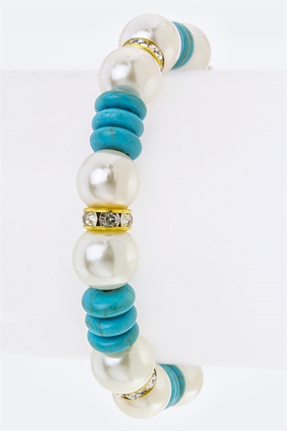 LA JEWELRY PLAZA, Turquoise Stretch Bracelet, 38-62486/AR523
