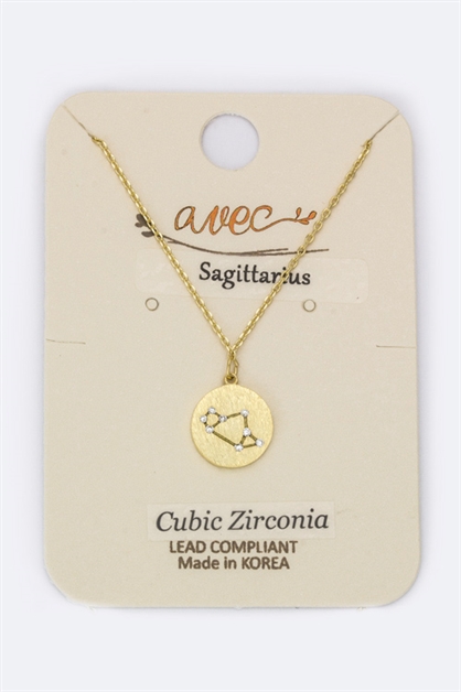 LA JEWELRY PLAZA, Petite CZ Zodiac Sign Pendant , 41-HN7033-4/AG355