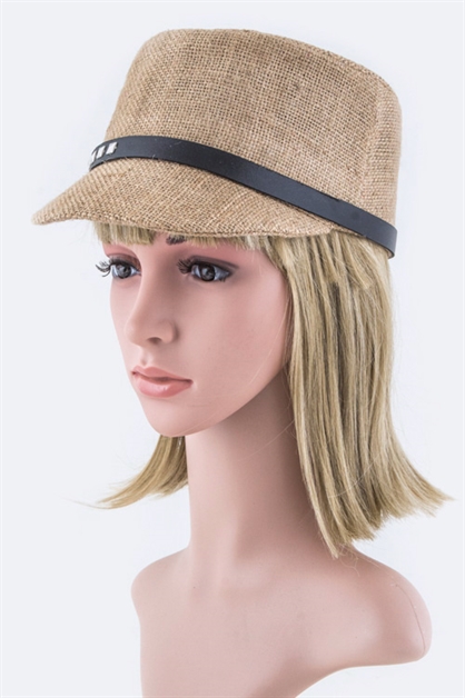 LA JEWELRY PLAZA, Studded Band Hemp Postmans Hat, 117-FHT2668/MA010