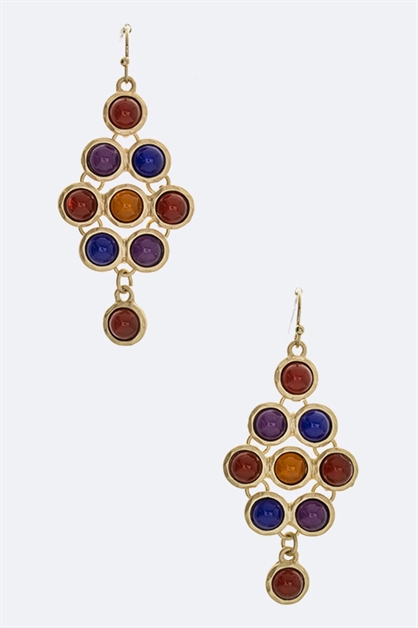 LA JEWELRY PLAZA, Oval Stone Drop Earrings, 46-OE3152/AC249