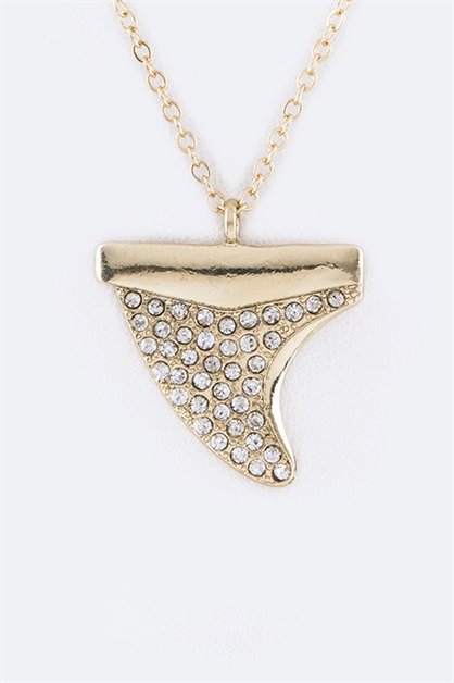 LA JEWELRY PLAZA, Crystal Shark Tooth Necklace, 41-HN1017-AH281