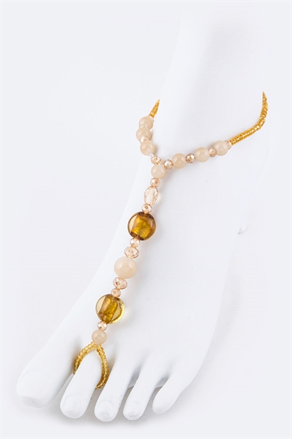 LA JEWELRY PLAZA, Beads Stretch Barefoot Sandal, 128-ANK07/BE082
