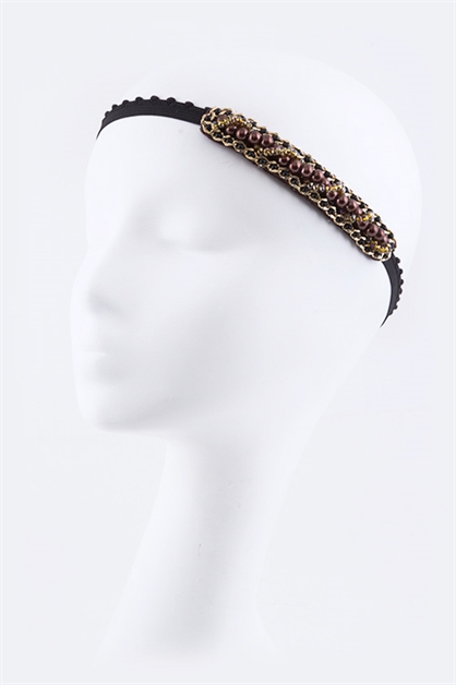 LA JEWELRY PLAZA, Crystal Beads Stretch Headband, 98-BH1136-MF045-046