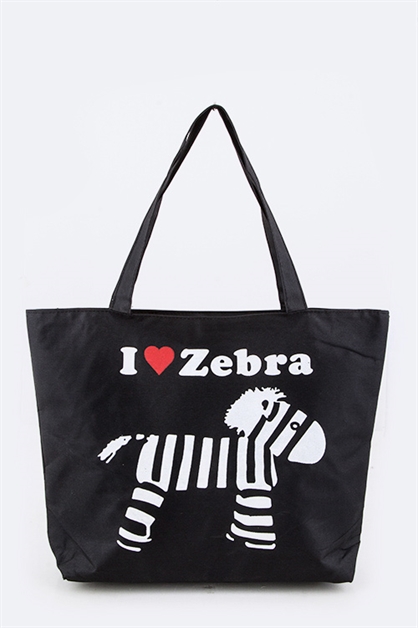 LA JEWELRY PLAZA, I LOVE ZEBRA Fashion Tote, 128-TT033/MB003