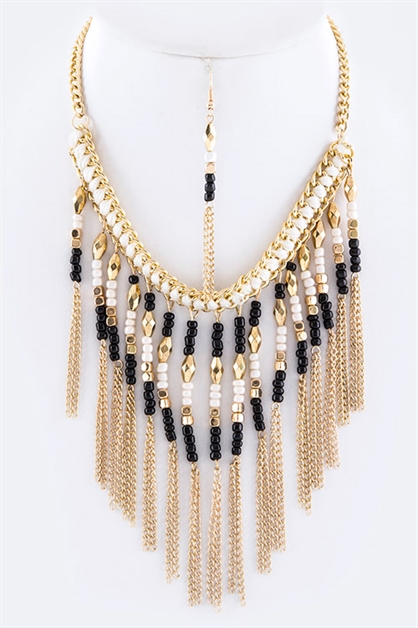 LA JEWELRY PLAZA, Fringed Beads Necklace, 84-DNE6100/BA352