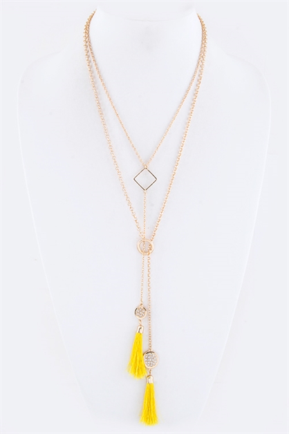 LA JEWELRY PLAZA, Crystal Disk Layered Necklace, 7-SN3030/AQ381-382